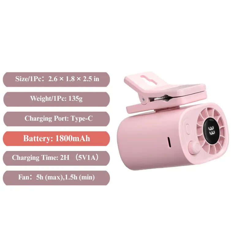 2026 New Car Clip On Air Conditioner Fan with LED Display - 360° Rotation, Portable Mini Cooling System for Auto Vehicle USB Rechargeable, 199 Speeds Adjustable, 16℃ Semi-Cooling Wide Clamp