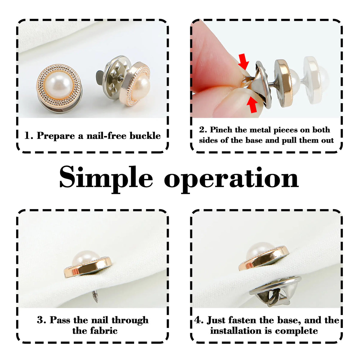 20 Counts Brooch Buttons for Women, Mini Instant Buttons Pins, Assorted Brooch Pins, Pearl Rhinestones Shirt Lapel Brooch Pins, Cover Up Buttons Pins for Clothes Coat Dress Jeans Hat Bags Decor