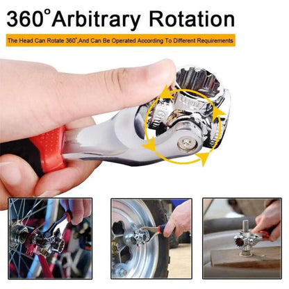 Juego de llaves combinadas, llave universal con cabezal giratorio multifunción de 360 grados, herramienta de llave de tubo 52 en 1, herramienta de llave para reparación de hogar y automóvil.