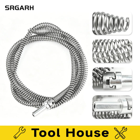 Drain Snake with Drill Adapter, Heavy Duty Drain Auger, Flexible Plumbing Snake Drain Clog Remover, Spring Steel Pipe Cleaning Tool for Kitchen Sink, Bathroom, Shower, Bathtub, Toilet, Hair & Grease Clog Removal, Reusable DIY Plumbing Cleaner