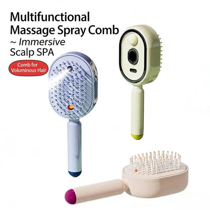 Electric Spray Air Cushion Massage Comb | Essential Oil Mist Hair Care Comb | Self-Cleaning Anti-Tangle | Anti-Static Volumizing Aromatherapy Comb