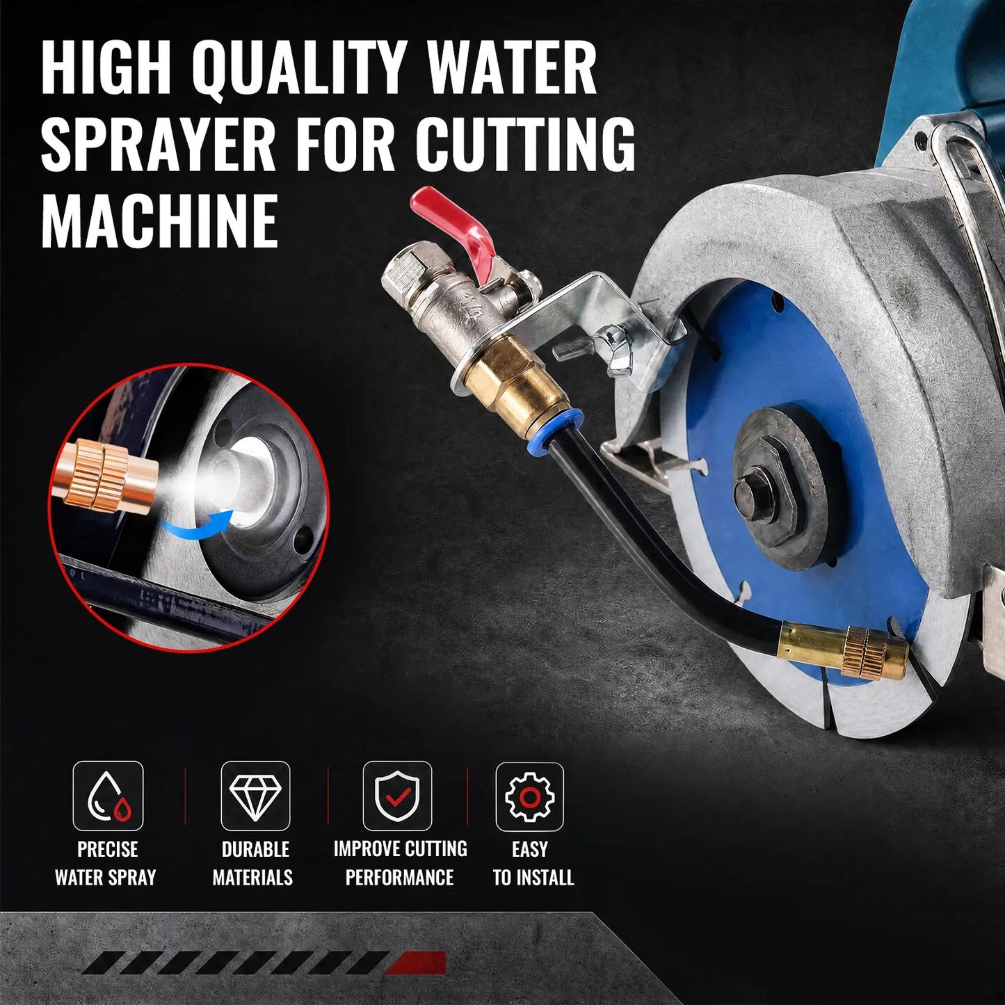 Angle Grinder Dust Remover Water Sprayer, 3.9" (10cm) Aluminum & Brass Misting Attachment, Dual-Mode Adjustable Water Feed for Cutting Tile, Concrete, Marble & Stone
