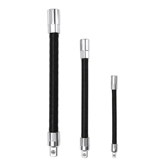 Flexible Socket Extension Bar Set 3-Piece 1/2" 3/8" 1/4" Shaft Drive 10" 8" 6"-Spring-Loaded Detent Balls to Prevent Slipping, fathersdaygift fathersdaygift