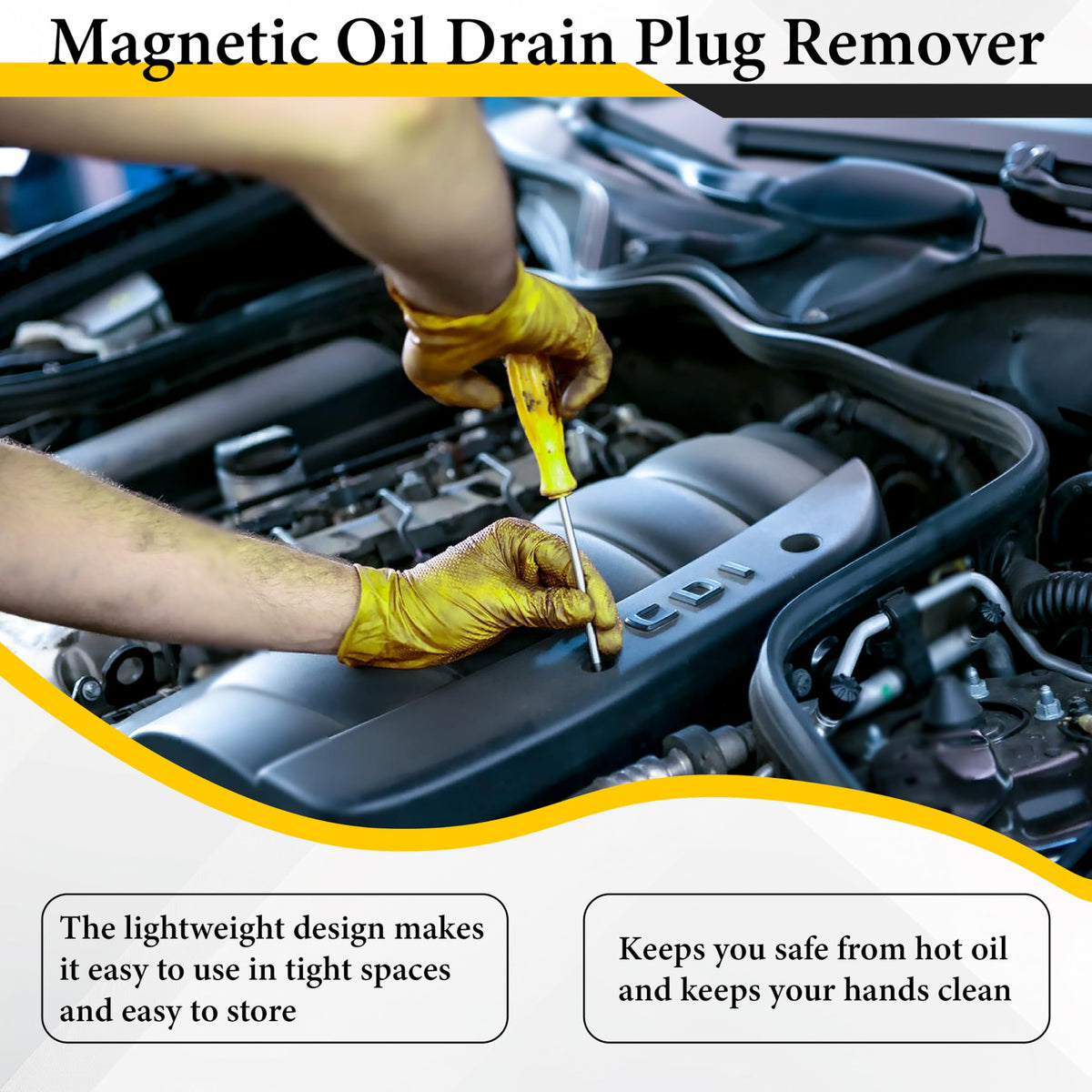Heavy-Duty Magnetic Oil Drain Bolt Removal Tool, Anti-Scald Oil Pan Bolt Remover, Universal Flexible Drain Plug Removal Tool — Perfect for OilChanges
