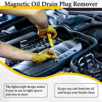 Heavy-Duty Magnetic Oil Drain Bolt Removal Tool, Anti-Scald Oil Pan Bolt Remover, Universal Flexible Drain Plug Removal Tool — Perfect for OilChanges