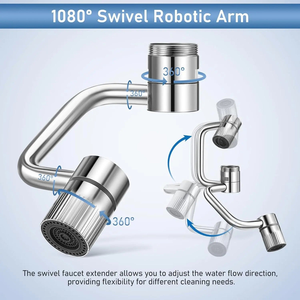 Rotatable Faucet Aerator Extension - for Effortless, All-Angle Control, Rotating Swivel Faucet Aerator Extender, Kitchen Bathroom Sink Faucets Sprayer Attachment with 2 Mode Splash(1PC)